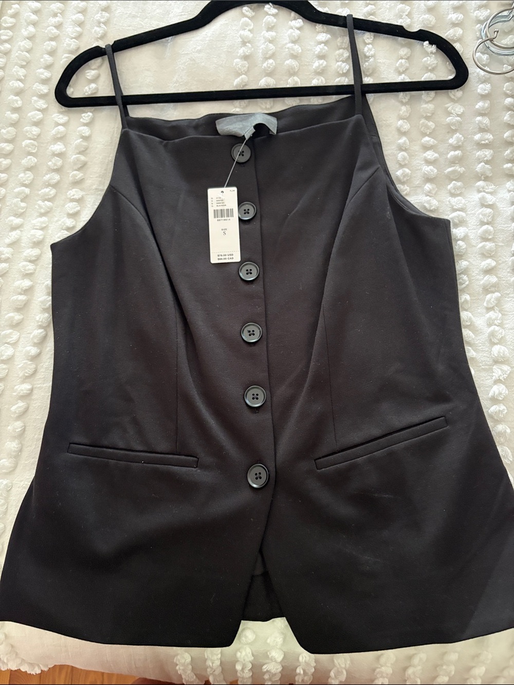 NWT Anthropologie Black Button-Front Cami Top Size Small